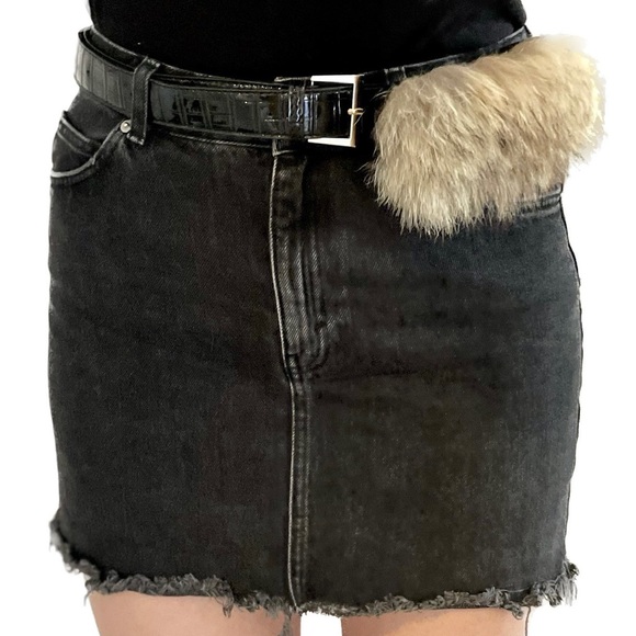 Fur Coyote Belt Purse Coin Purse Mini Wallet Leather Black Handmade USA - Picture 2 of 10